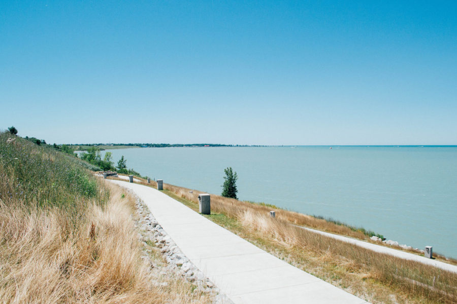 Lake County lakefront walk path along Lake Erie
